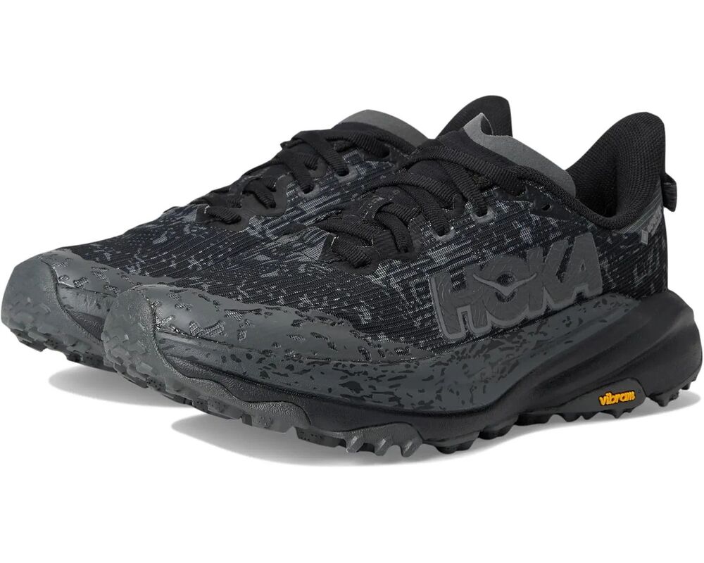 Hoka Women's Speedgoat 6 GTX Wide Running Athletic Sneakers Black NIB 8 D - Picture 1 of 8